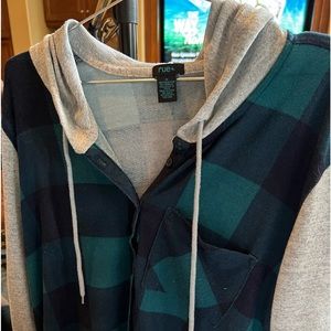 Teal blue and gray Pendleton hoodie shirt